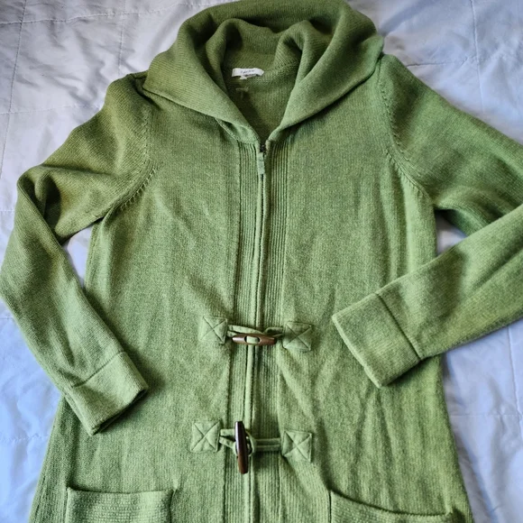 Tyler Boe Cotton Wool Blend Long Line Zipper Front Cardigan Sweater - Picture 16 of 16